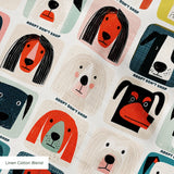 Modern Mutt Parade — modern mutt parade print, in red, teal, mustard and pink blocks against cream and black, small scale