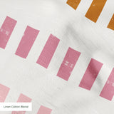 Measured Lines in Warming Trend — measured lines print, moving through coral, pink, deep berry, gold and warm orange