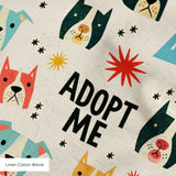 Retro Rescue Dogs — retro rescue dogs print, in teal, cream and red on a soft cream ground, small scale