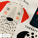 Good Dogs Club in Ruby — good dogs club print, in cream and black dogs with ruby red accents on a soft cream ground