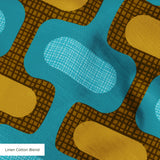 Mod Waves in Laguna Beach — mod waves print, in golden mustard pods on a bright lagoon teal ground