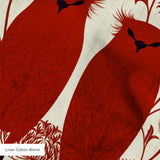 Owl Assembly in Ruby — owl assembly print, in cream and gold owls on a deep ruby red ground