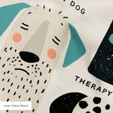 Good Dogs Club in Teal — good dogs club print, in cream and black dogs with turquoise accents on a soft cream ground
