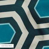 Hexacore in Pacific — hexacore print, in inky navy and petrol teal against pale stone