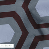 Hexacore in Dusk — hexacore print, in slate violet and charcoal lifted by a dusty cornflower blue