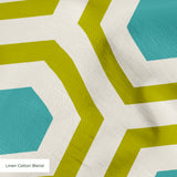 Hexacore in Chartreuse — hexacore print, in acid olive and chartreuse with turquoise hex centers on warm ivory