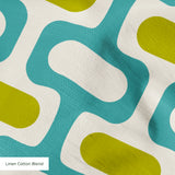 Mod Waves in Los Feliz — mod waves print, in chartreuse and gold pods on a turquoise ground