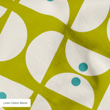 Geometric Martini Mod in Chartreuse — geometric martini mod print, in chartreuse and olive with cream capsules and a golden center