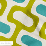 Mod Waves in Irvine — mod waves print, in olive and charcoal pods on a saturated mustard ground