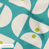 Geometric Martini Mod in Teal — geometric martini mod print, in clear teal and turquoise with cream capsules and a coral center