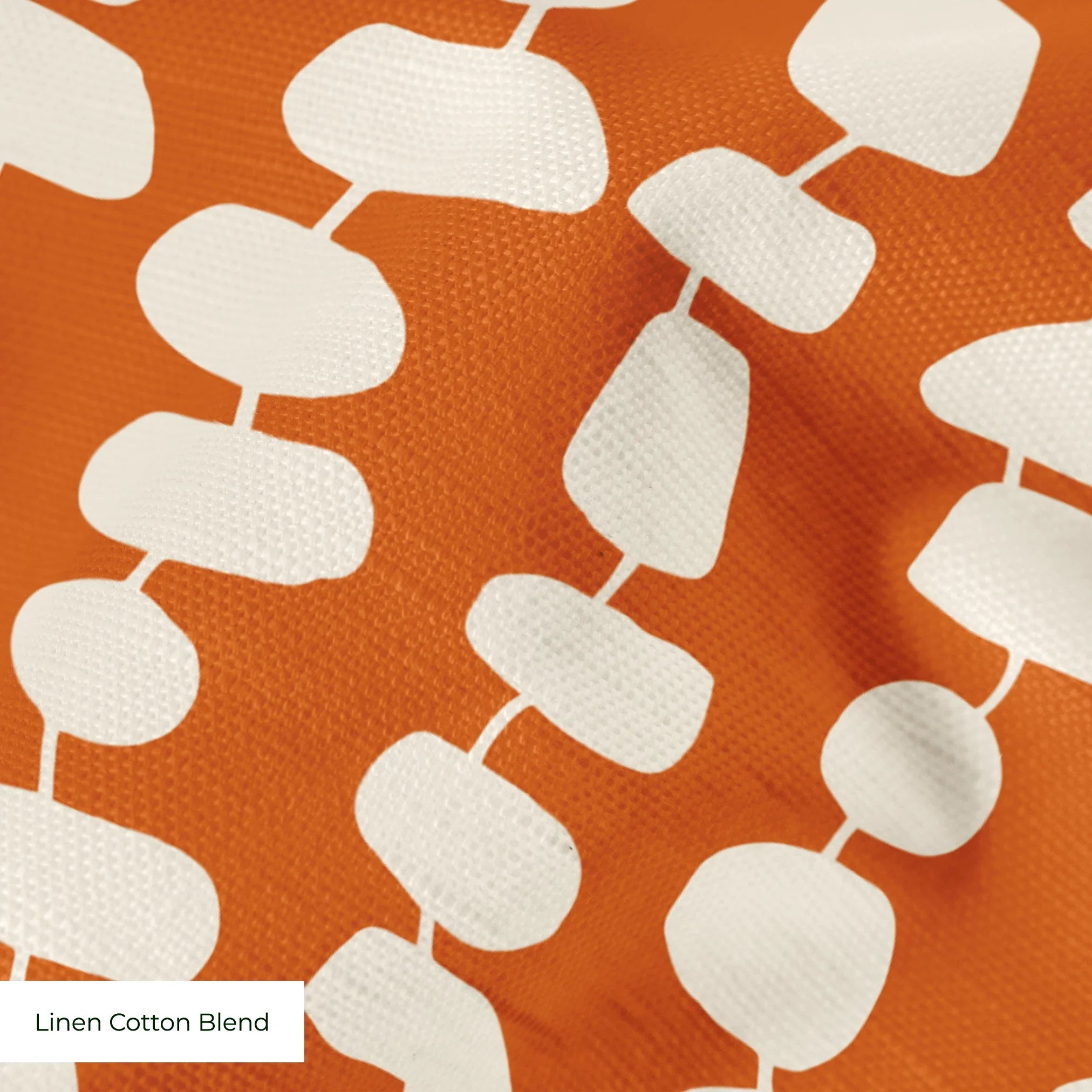 Atomic Stack in Persimmon — atomic stack print, in white forms on a warm persimmon orange ground