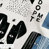 Adopt Me Mid Mod Dog in Slate — adopt me mid mod dog print, in slate blue, black and cream on a warm bone ground