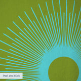 Retro Sunburst, Green and Teal Wallpaper