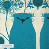Owl Assembly, Teal Wallpaper