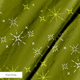 Retro Starburst in Avocado — retro starburst print, in cream and white stars on a deep avocado ground