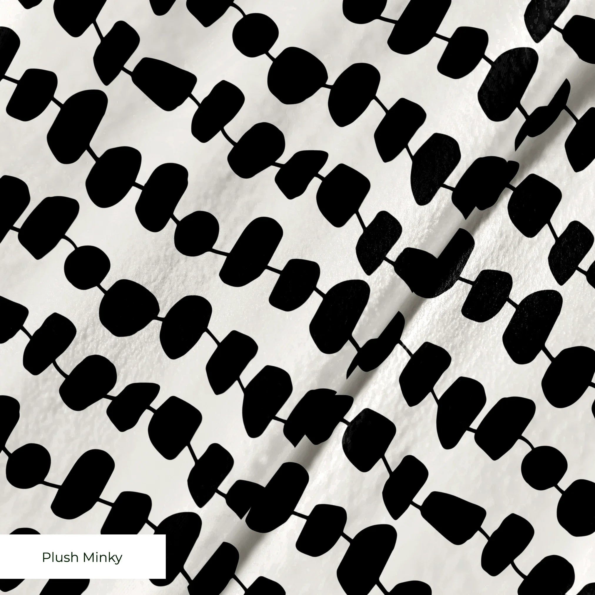 Atomic Stack in Ivory — atomic stack print, in black forms on a bright ivory ground, the reverse of the Ebony colorway