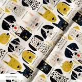 Good Dogs Club in Gold — good dogs club print, in cream and black dogs with golden mustard accents on a soft cream ground, small scale