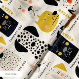 Good Dogs Club in Gold — good dogs club print, in cream and black dogs with golden mustard accents on a soft cream ground