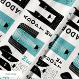 Adopt Me Mid Mod Dog in Teal — adopt me mid mod dog print, in turquoise teal, black and cream on a warm bone ground