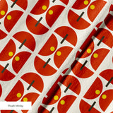 Geometric Martini Mod in Ruby — geometric martini mod print, in ruby red and rust with cream capsules and a golden center
