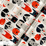 Good Dogs Club in Ruby — good dogs club print, in cream and black dogs with ruby red accents on a soft cream ground, small scale