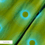Retro Sunburst in Green and Teal — retro sunburst print, in deep forest green shading into bright teal