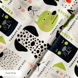 Good Dogs Club in Avocado — good dogs club print, in cream and black dogs with avocado green accents on a soft cream ground