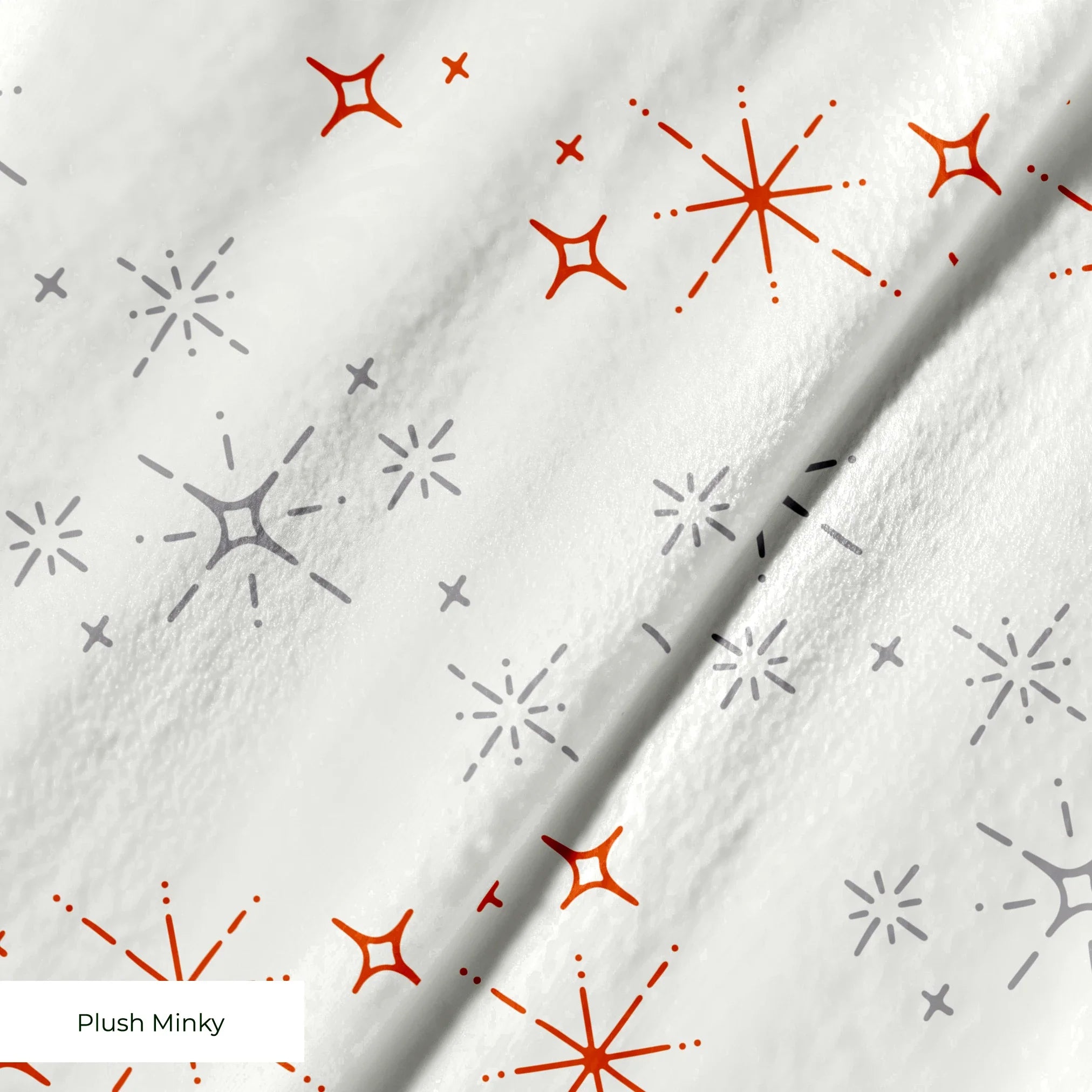 Retro Starburst in Ivory — retro starburst print, in coral and grey stars on a soft ivory ground