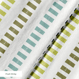 Measured Lines in Cooling Trend — measured lines print, moving through olive, teal, deep navy and pale ice blue