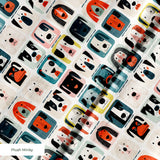 Modern Mutt Parade — modern mutt parade print, in red, teal, mustard and pink blocks against cream and black, small scale