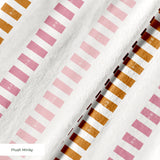Measured Lines in Warming Trend — measured lines print, moving through coral, pink, deep berry, gold and warm orange