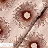Retro Sunburst in Petal — retro sunburst print, in blush pink and warm peach around a soft dark center