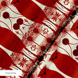 Owl Assembly in Ruby — owl assembly print, in cream and gold owls on a deep ruby red ground