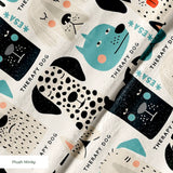 Good Dogs Club in Teal — good dogs club print, in cream and black dogs with turquoise accents on a soft cream ground