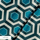 Hexacore in Pacific — hexacore print, in inky navy and petrol teal against pale stone