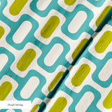 Mod Waves in Los Feliz — mod waves print, in chartreuse and gold pods on a turquoise ground