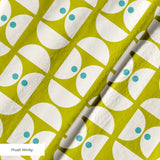 Geometric Martini Mod in Chartreuse — geometric martini mod print, in chartreuse and olive with cream capsules and a golden center