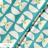 Geometric Martini Mod in Teal — geometric martini mod print, in clear teal and turquoise with cream capsules and a coral center