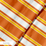 Mod Stripes in Orange — mod stripes print, in bright orange and coral with a golden edge on ivory