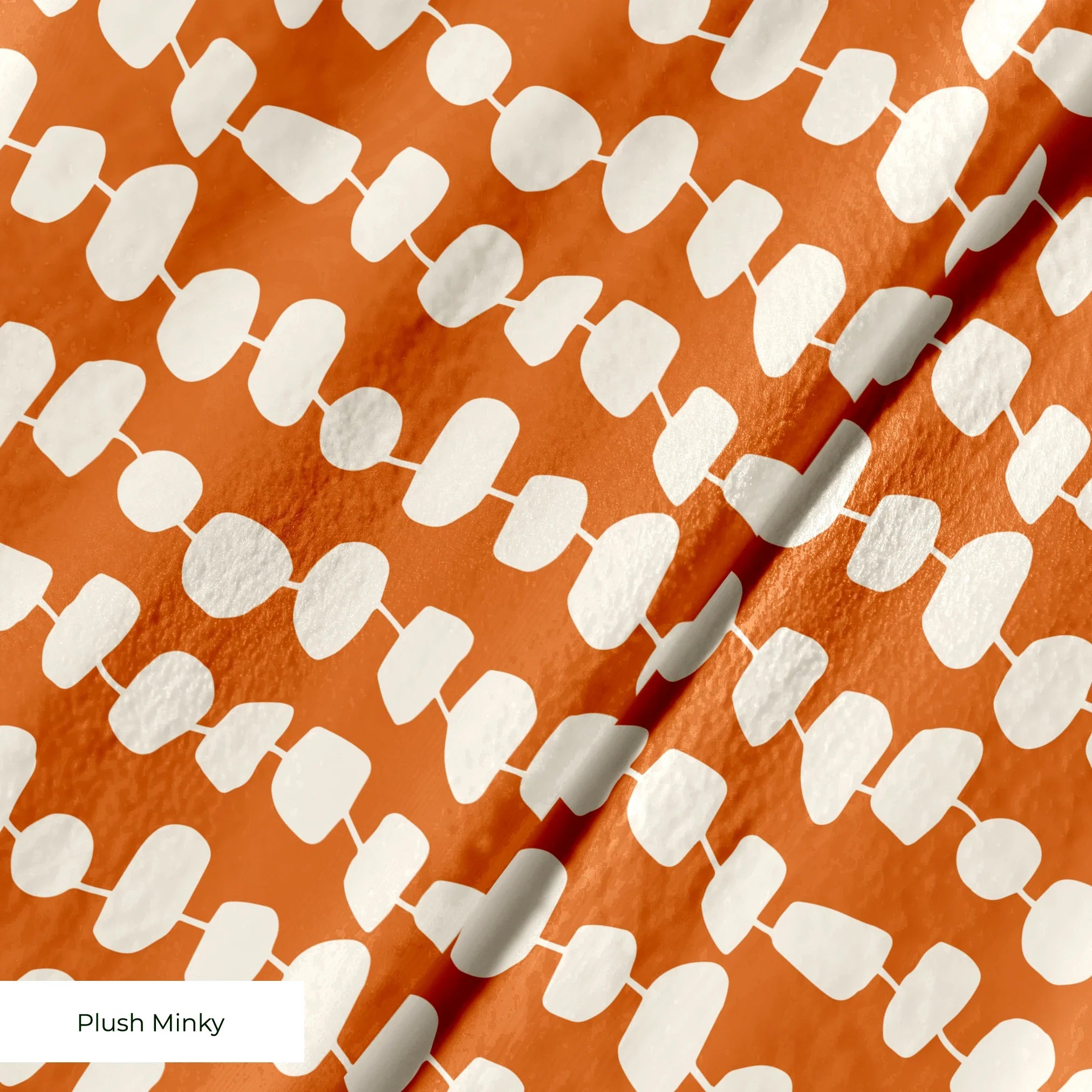 Atomic Stack in Persimmon — atomic stack print, in white forms on a warm persimmon orange ground