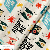 Retro Rescue Dogs — retro rescue dogs print, in teal, cream and red on a soft cream ground