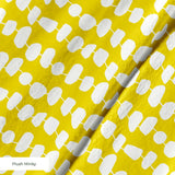 Atomic Stack in Mustard — atomic stack print, in white forms on a bright mustard yellow ground