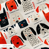 Good Dogs Club in Ruby — good dogs club print, in cream and black dogs with ruby red accents on a soft cream ground, small scale