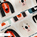 Modern Mutt Parade — modern mutt parade print, in red, teal, mustard and pink blocks against cream and black