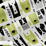 Adopt Me Mid Mod Dog in Avocado — adopt me mid mod dog print, in avocado green, black and cream on a warm bone ground, small scale