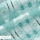 Art deco owls pattern in teal and cream with geometric floral elements
