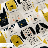 Good Dogs Club in Gold — good dogs club print, in cream and black dogs with golden mustard accents on a soft cream ground, small scale