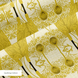 Stylized golden owls in symmetrical Art Nouveau pattern with floral motifs on cream background