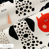 Good Dogs Club in Ruby — good dogs club print, in cream and black dogs with ruby red accents on a soft cream ground