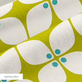 Square Mod in Chartreuse — square mod print, in acid olive and chartreuse on warm ivory